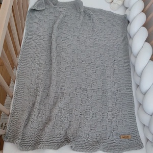 Puha,kötött világos szürke babatakaró - otthon & életmód - babaszoba, gyerekszoba - babatakaró, gyerek pléd - Meska.hu