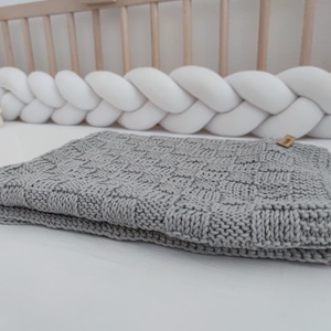 Puha,kötött világos szürke babatakaró - otthon & életmód - babaszoba, gyerekszoba - babatakaró, gyerek pléd - Meska.hu