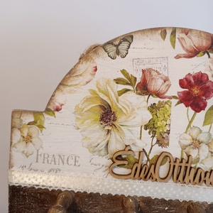 Vintage stílusú virágos kulcstartó vagy ékszertartó Édes otthon felirattal - otthon & életmód - dekoráció - fali és függő dekoráció - fali kulcstartó - Meska.hu