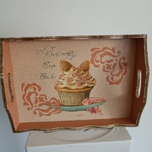 Tálca muffinos mintával, Otthon & Életmód, Konyhafelszerelés, tálalás, Tálalás, Tálca, Decoupage, transzfer és szalvétatechnika, MESKA
