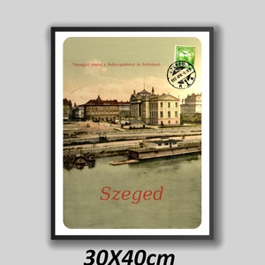 Szeged Tiszaparti részlet  Plakát 1912-es bélyegzéssel, Otthon & Életmód, Dekoráció, Kép & Falikép, Plakát, Fotó, grafika, rajz, illusztráció, MESKA