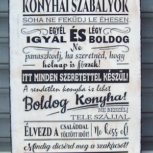 Konyhai szabályok ... szöveges  falikép, táblakép - Meska.hu