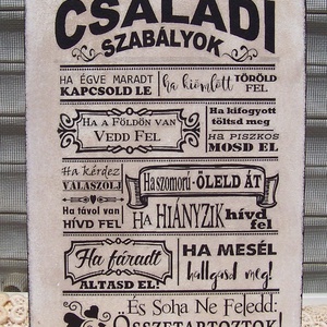 Családi szabályok  ... idézetes  falikép, táblakép - Meska.hu