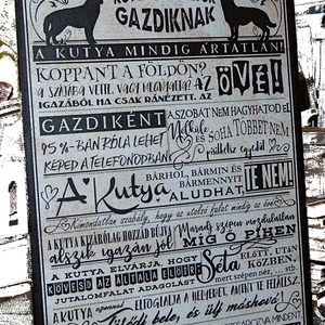 Kutya szabályok gazdiknak, vicces házirend falikép, táblakép - Meska.hu