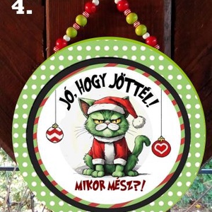 Vicces karácsonyi grincses/Grumpy cat ajtódísz, tábla, kopogtató - karácsony - karácsonyi lakásdekoráció - karácsonyi ajtódíszek - Meska.hu