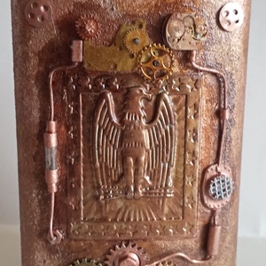 Lapos fém flaska steampunk stílusban - Meska.hu