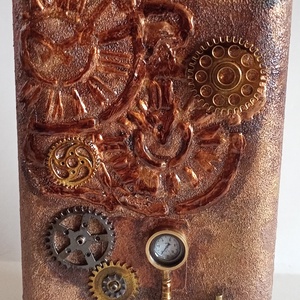 Lapos fém flaska steampunk stílusban - kellékek & szerszámok - Meska.hu