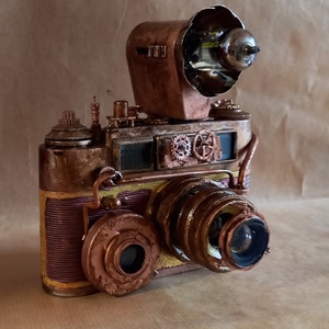 Steampunk kamera , Esküvő, Dekoráció, Asztaldísz, Fémmegmunkálás, Festett tárgyak, MESKA