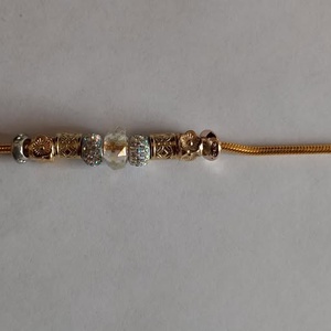 Pandora jellegű 14 K arany bevonatos karkötő 19 cm - esküvő - ékszer - karkötő & csuklódísz - Meska.hu