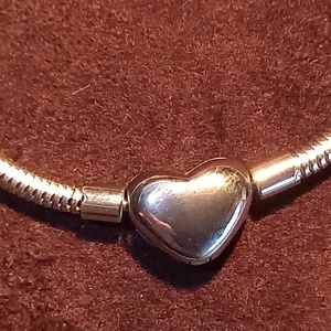 Nemesacél (orvosi fém)kigyólánc szívzáras 18 cm karkötő - esküvő - ékszer - karkötő & csuklódísz - Meska.hu