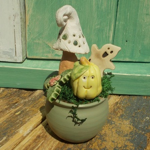 Halloween asztaldísz, Otthon & Életmód, Dekoráció, Asztal és polc dekoráció, Asztaldísz, Kerámia, Virágkötés, MESKA