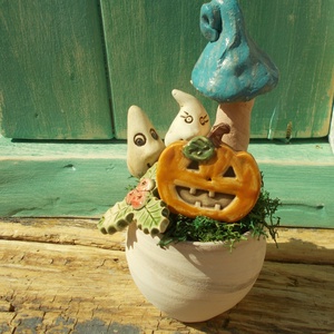 Halloween asztaldísz, Otthon & Életmód, Dekoráció, Asztal és polc dekoráció, Asztaldísz, Kerámia, Virágkötés, MESKA