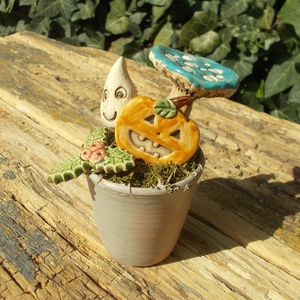 Halloween asztaldísz, Otthon & Életmód, Dekoráció, Asztal és polc dekoráció, Asztaldísz, Kerámia, Virágkötés, MESKA