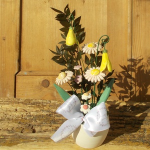 Virágok kaspóban., Otthon & Életmód, Dekoráció, Asztal és polc dekoráció, Asztaldísz, Kerámia, Virágkötés, MESKA