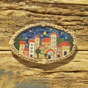 Mediterrán éjszaka , falikép, Otthon & Életmód, Dekoráció, Fali és függő dekoráció, Falra akasztható dekor, Kerámia, MESKA