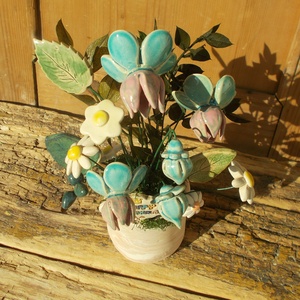 Virágok kaspóban. - otthon & életmód - dekoráció - asztal és polc dekoráció - asztaldísz - Meska.hu