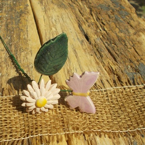 Rózsaszín  virág pillangóval - otthon & életmód - ház & kert - növény & veteményes - Meska.hu