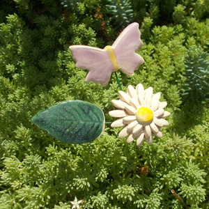 Rózsaszín  virág pillangóval - otthon & életmód - ház & kert - növény & veteményes - Meska.hu