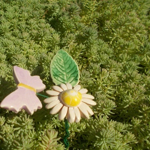 Rózsaszín  virág pillangóval - otthon & életmód - ház & kert - növény & veteményes - Meska.hu