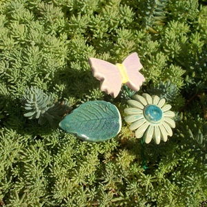 Kék virág pillangóval, Otthon & Életmód, Ház & Kert, Növény & Veteményes, Kerámia, MESKA