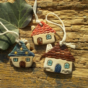 Házikók, Karácsony, Karácsonyi lakásdekoráció, Karácsonyfadíszek, Kerámia, MESKA