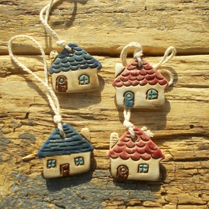 Házikók, Karácsony, Karácsonyi lakásdekoráció, Karácsonyfadíszek, Kerámia, MESKA