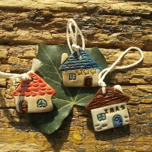 Házikók, Karácsony, Karácsonyi lakásdekoráció, Karácsonyfadíszek, Kerámia, MESKA