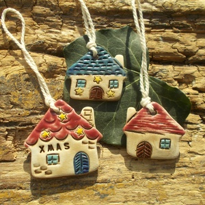 Házikók, Karácsony, Karácsonyi lakásdekoráció, Karácsonyfadíszek, Kerámia, MESKA