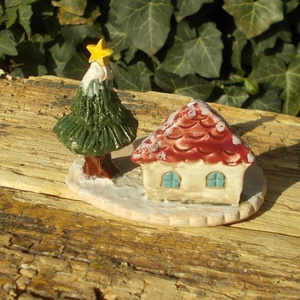 Mécsestartó apró házzal. - otthon & életmód - gyertya, illat, aroma - mécses és mécsestartó - Meska.hu