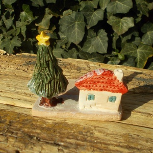 Mécsestartó apró házzal. - otthon & életmód - gyertya, illat, aroma - mécses és mécsestartó - Meska.hu