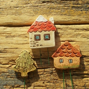 Apró házak fenyőfával - otthon & életmód - ház & kert - kerti dísz - Meska.hu