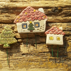 Apró házak fenyőfával - otthon & életmód - ház & kert - kerti dísz - Meska.hu