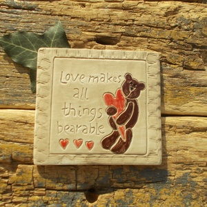 Falikép Macival, Otthon & Életmód, Dekoráció, Fali és függő dekoráció, Falra akasztható dekor, Kerámia, MESKA