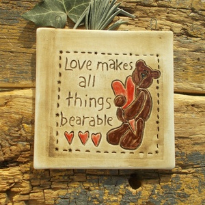 Falikép Macival, Otthon & Életmód, Dekoráció, Fali és függő dekoráció, Falra akasztható dekor, Kerámia, MESKA