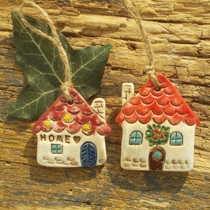 Házikók, Karácsony, Karácsonyi lakásdekoráció, Karácsonyfadíszek, Kerámia, MESKA