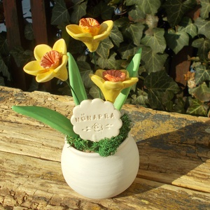 Nárciszok nőnapra, Otthon & Életmód, Dekoráció, Virágdísz és tartó, Virágdíszek, Virágdísz kaspóban, Kerámia, MESKA