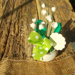 Gyöngyvirágos asztaldísz  - otthon & életmód - virágdekoráció - virágdíszek - virágdísz kaspóban - Meska.hu