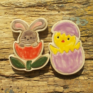 Húsvéti nyuszik és egy kacsa :) - otthon & életmód - dekoráció - dekoratív figurák és szobrok - Meska.hu