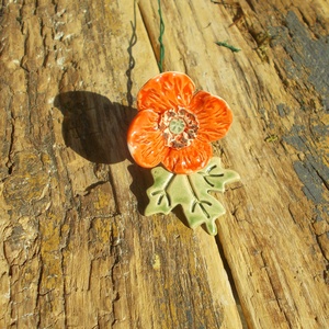 Pipacs levéllel - otthon & életmód - virágdekoráció - virágok - szálas virág - Meska.hu