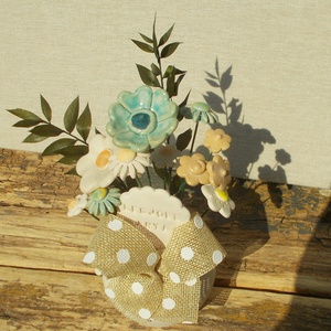 Asztaldísz anyák napjára. - otthon & életmód - virágdekoráció - virágdíszek - virágdísz kaspóban - Meska.hu