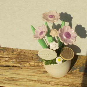 Asztaldísz . - otthon & életmód - virágdekoráció - virágdíszek - virágdísz kaspóban - Meska.hu