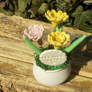 Asztaldísz anyák napjára., Otthon & Életmód, Virágdekoráció, Virágdíszek, Virágdísz kaspóban, Kerámia, MESKA