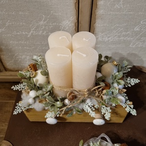 Adventi asztaldísz, Karácsony, Adventi díszek, Adventi koszorú, Virágkötés, MESKA