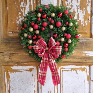 Karácsonyi kopogtató, Karácsony, Adventi díszek, Adventi ajtódísz, Virágkötés, MESKA