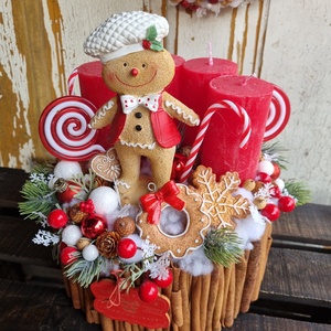 Mézis adventi asztaldísz, Karácsony, Adventi díszek, Adventi koszorú, Virágkötés, MESKA
