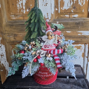 Karácsonyi asztaldísz, Karácsony, Karácsonyi lakásdekoráció, Ünnepi asztaldekoráció, Virágkötés, MESKA