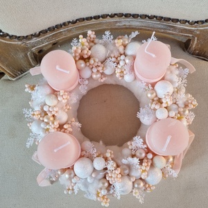 Púder adventi koszorú - karácsony - adventi díszek - adventi koszorú - Meska.hu