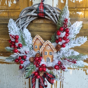 Karácsonyi ajtódísz, Karácsony, Adventi díszek, Adventi ajtódísz, Virágkötés, MESKA