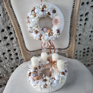 Őzikés adventi koszorú és ajtódísz, Karácsony, Adventi díszek, Adventi koszorú, Virágkötés, MESKA