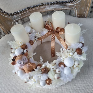 Őzikés adventi koszorú és ajtódísz - karácsony - adventi díszek - adventi koszorú - Meska.hu